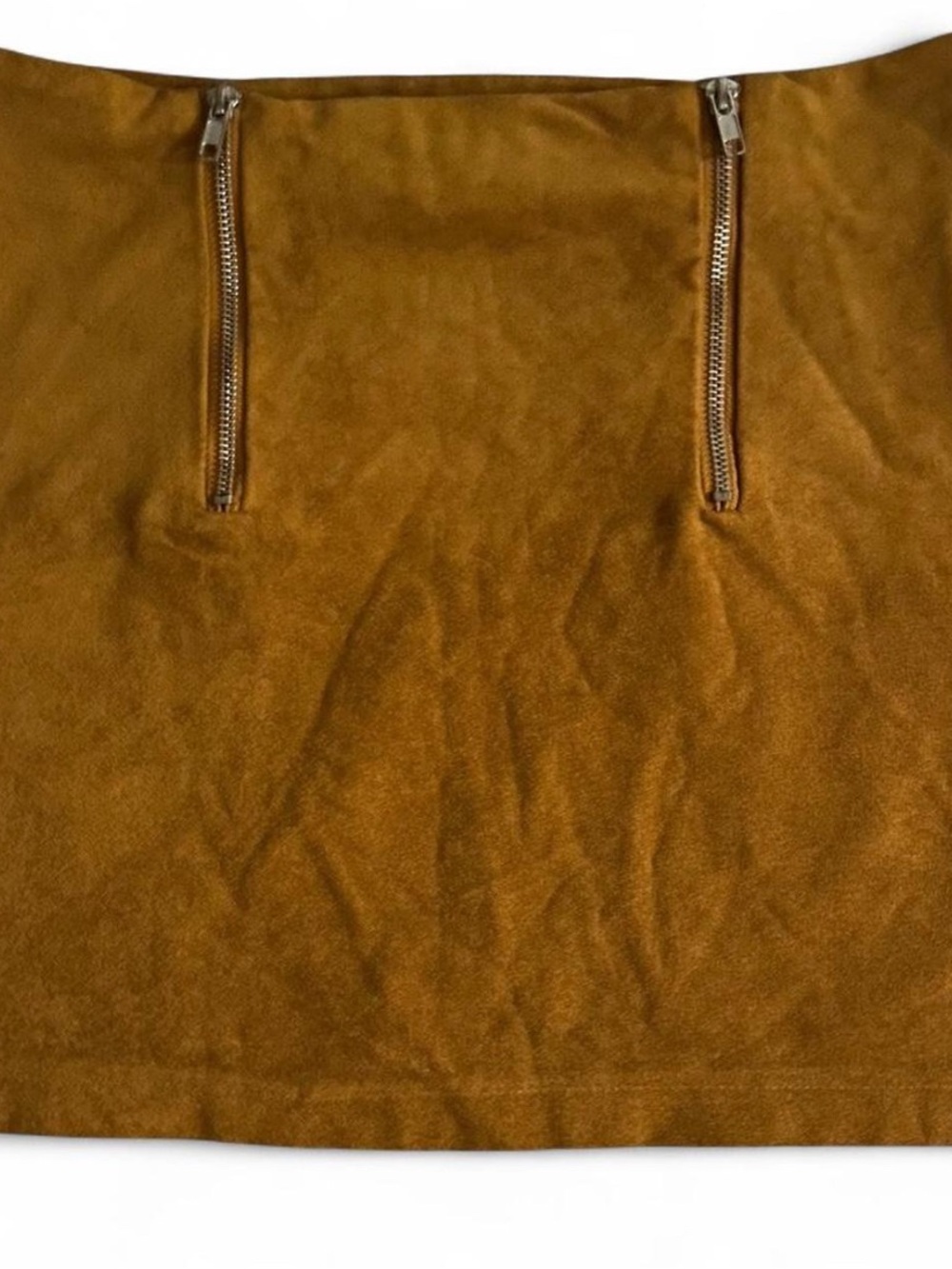 Forever 21 Mustard Brown Mini Skirt with Dual Zippers